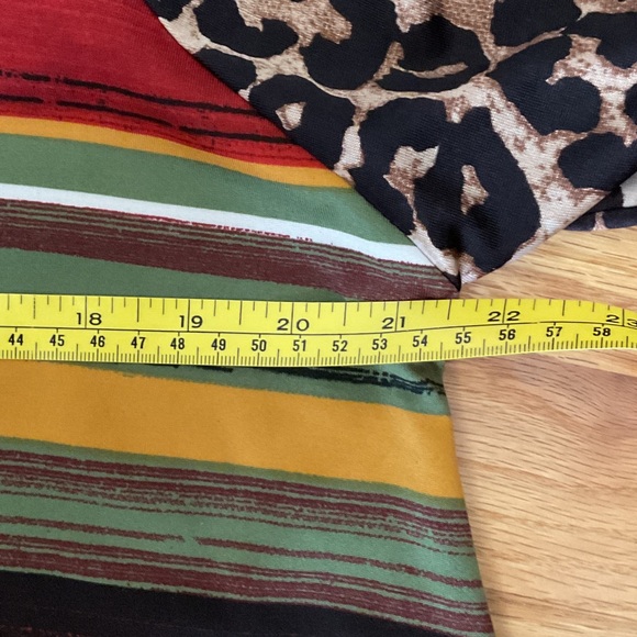 Striped Long Sleeve Top with Leopard Print - Picture 4 of 5